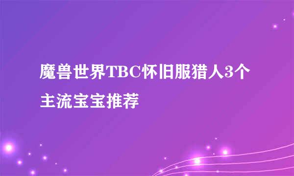 魔兽世界TBC怀旧服猎人3个主流宝宝推荐