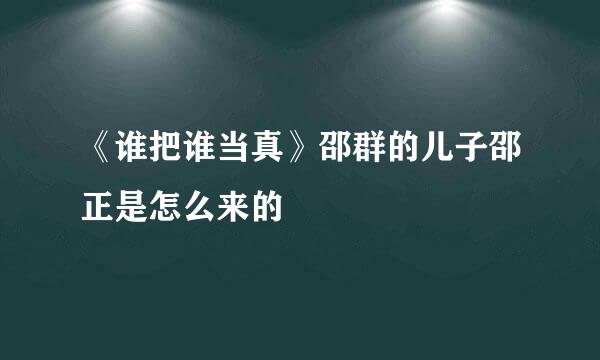 《谁把谁当真》邵群的儿子邵正是怎么来的
