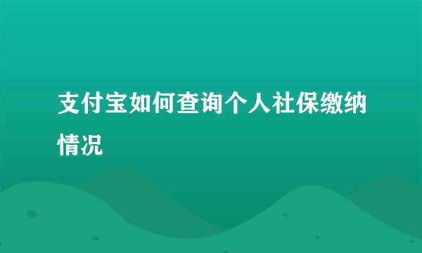 支付宝如何查询个人社保缴纳情况