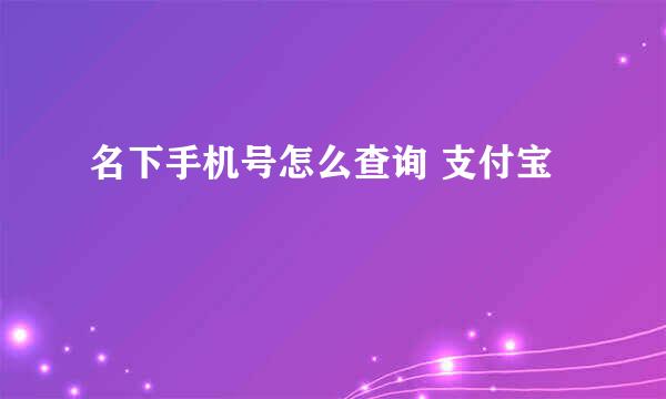 名下手机号怎么查询 支付宝
