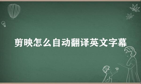 剪映怎么自动翻译英文字幕