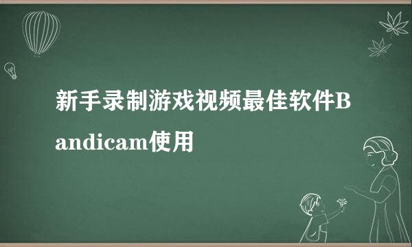 新手录制游戏视频最佳软件Bandicam使用