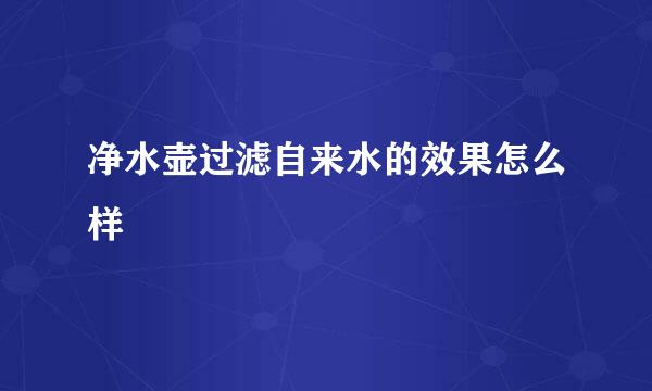 净水壶过滤自来水的效果怎么样