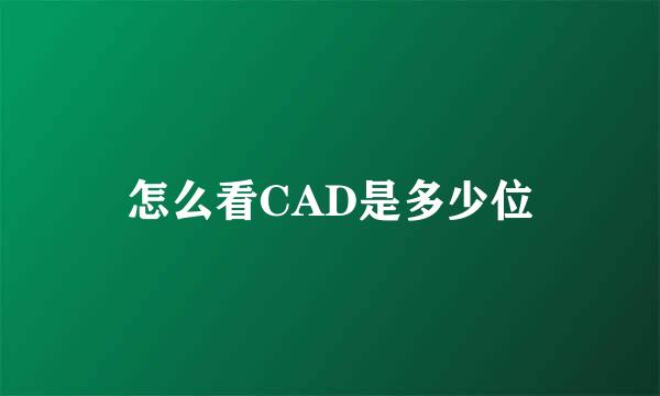 怎么看CAD是多少位