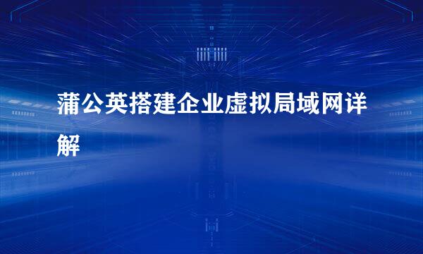 蒲公英搭建企业虚拟局域网详解