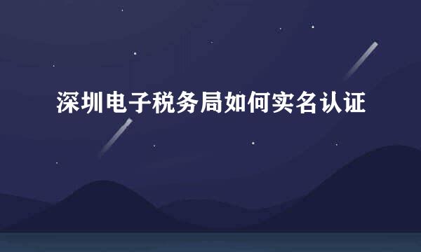 深圳电子税务局如何实名认证