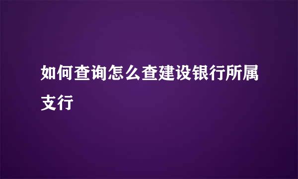 如何查询怎么查建设银行所属支行