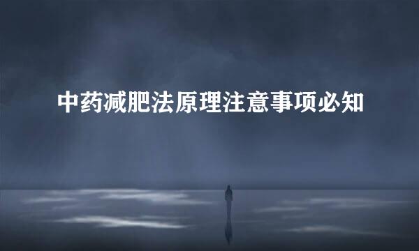中药减肥法原理注意事项必知