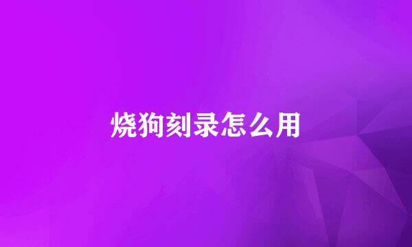 烧狗刻录怎么用