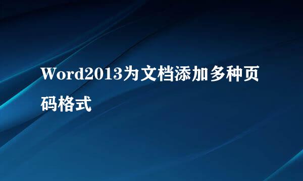 Word2013为文档添加多种页码格式
