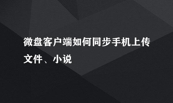 微盘客户端如何同步手机上传文件、小说