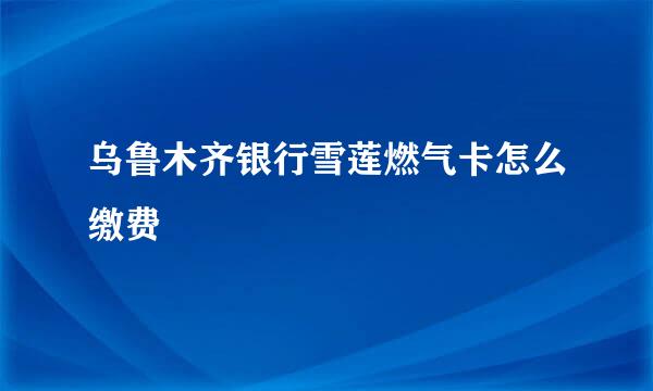 乌鲁木齐银行雪莲燃气卡怎么缴费