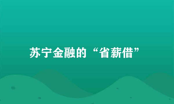 苏宁金融的“省薪借”