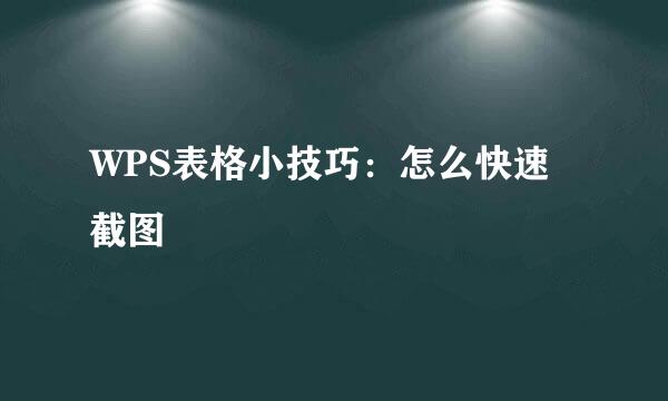 WPS表格小技巧：怎么快速截图