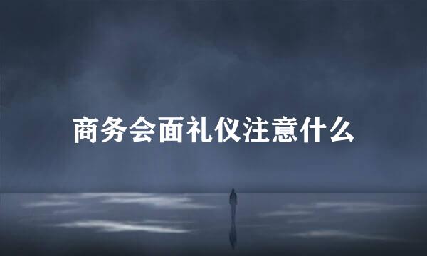 商务会面礼仪注意什么