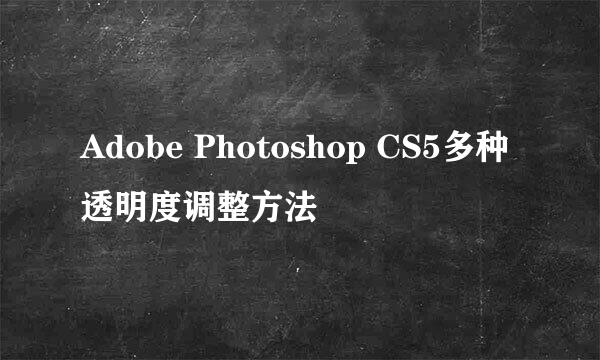 Adobe Photoshop CS5多种透明度调整方法