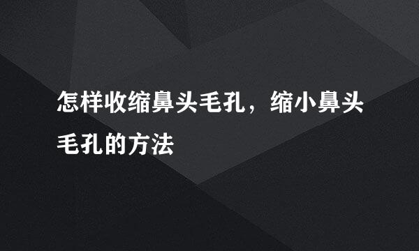 怎样收缩鼻头毛孔，缩小鼻头毛孔的方法