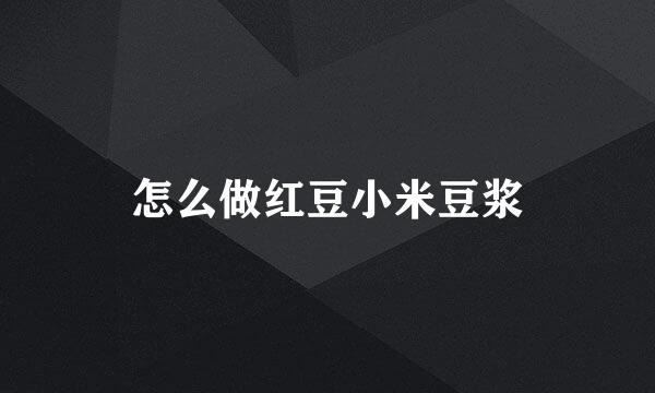 怎么做红豆小米豆浆