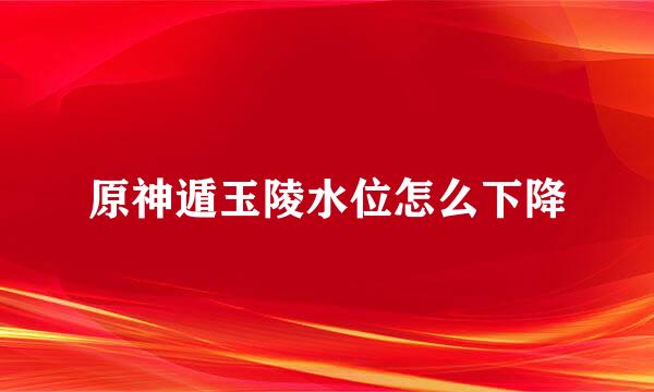 原神遁玉陵水位怎么下降