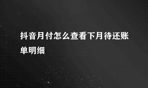 抖音月付怎么查看下月待还账单明细