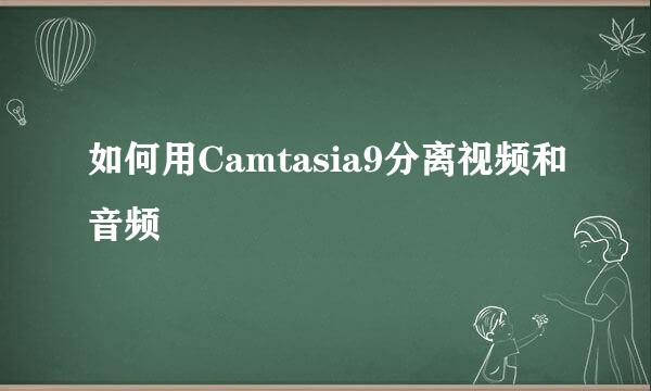 如何用Camtasia9分离视频和音频