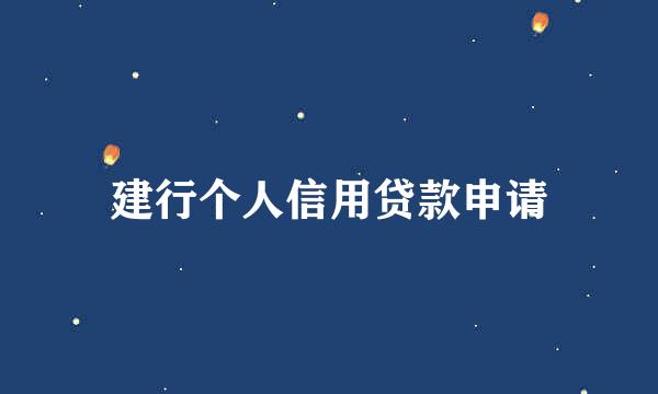建行个人信用贷款申请