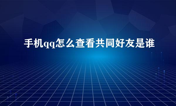 手机qq怎么查看共同好友是谁