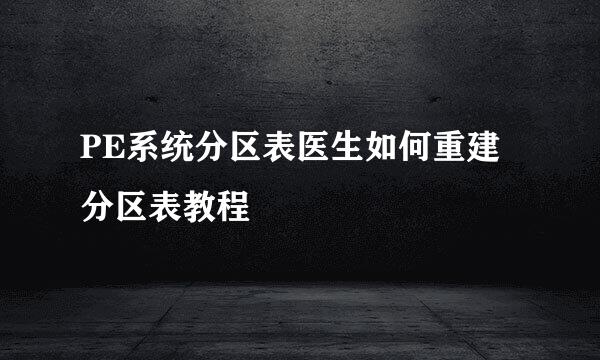 PE系统分区表医生如何重建分区表教程