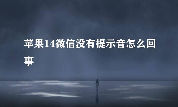 苹果14微信没有提示音怎么回事