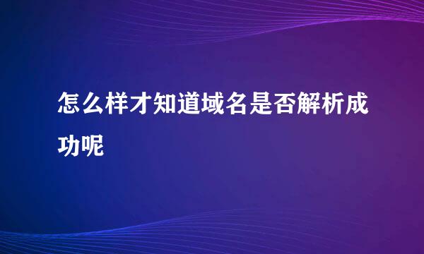 怎么样才知道域名是否解析成功呢