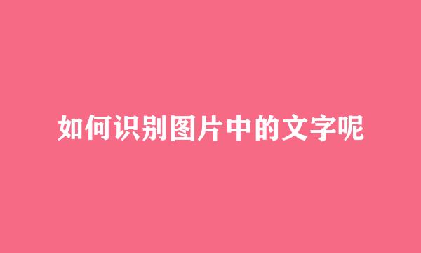 如何识别图片中的文字呢