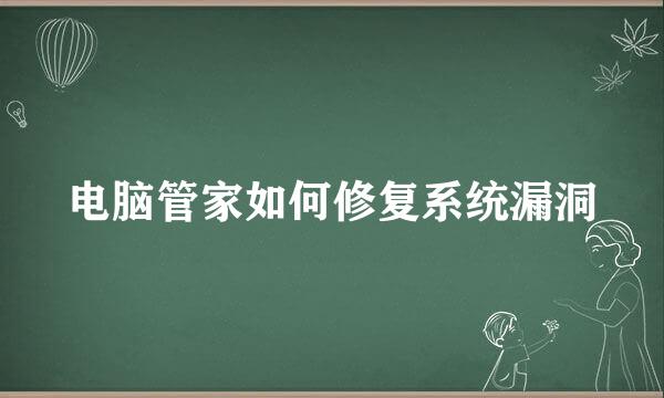 电脑管家如何修复系统漏洞