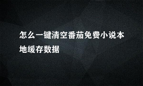 怎么一键清空番茄免费小说本地缓存数据