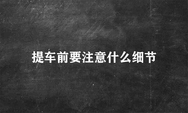 提车前要注意什么细节