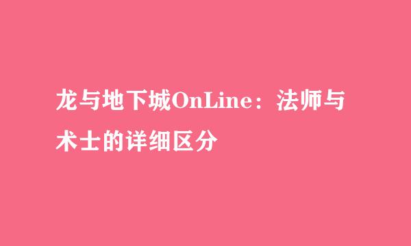龙与地下城OnLine：法师与术士的详细区分