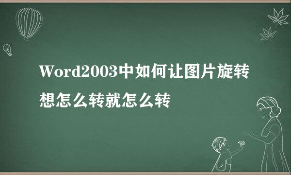 Word2003中如何让图片旋转想怎么转就怎么转