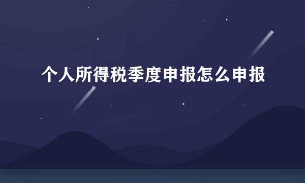 个人所得税季度申报怎么申报