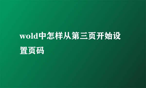 wold中怎样从第三页开始设置页码