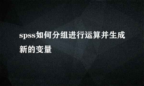 spss如何分组进行运算并生成新的变量