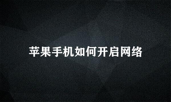 苹果手机如何开启网络