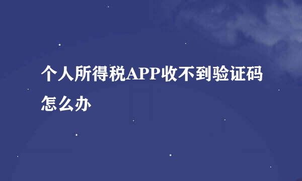 个人所得税APP收不到验证码怎么办