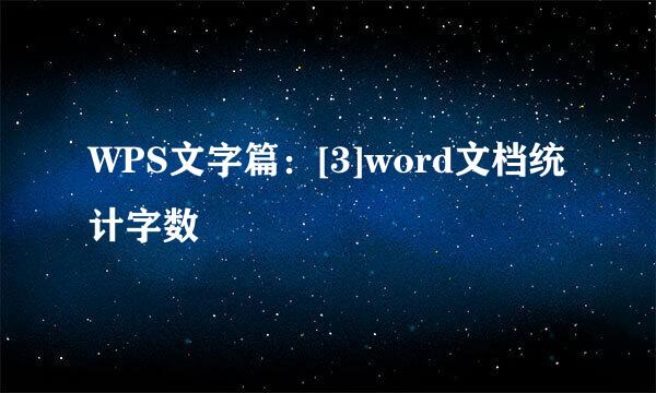 WPS文字篇：[3]word文档统计字数