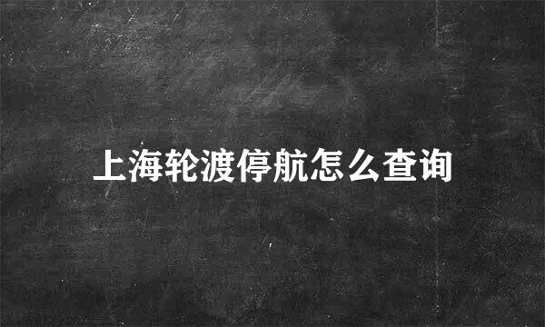 上海轮渡停航怎么查询