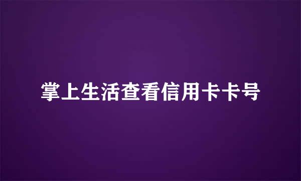 掌上生活查看信用卡卡号