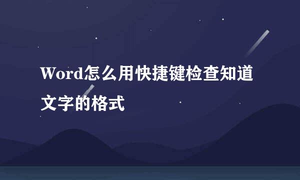 Word怎么用快捷键检查知道文字的格式