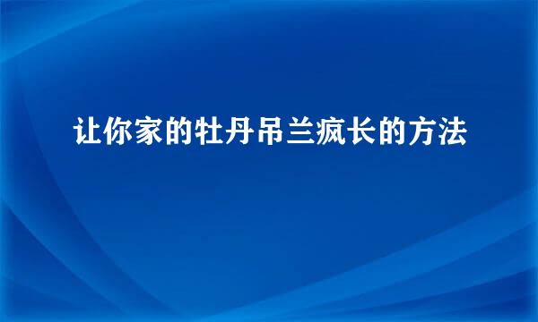 让你家的牡丹吊兰疯长的方法