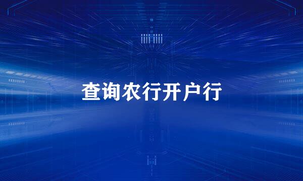 查询农行开户行