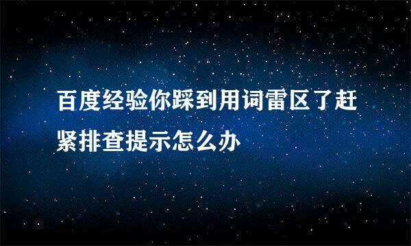 百度经验你踩到用词雷区了赶紧排查提示怎么办