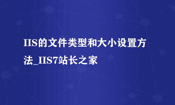 IIS的文件类型和大小设置方法_IIS7站长之家