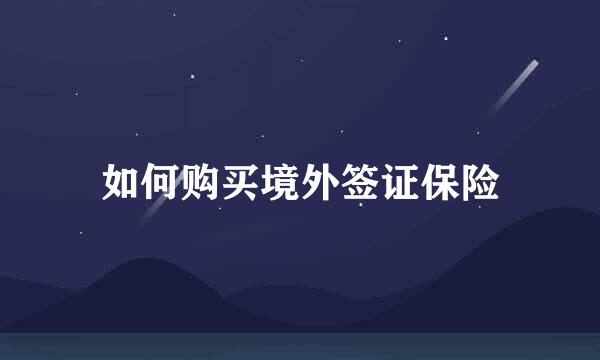 如何购买境外签证保险